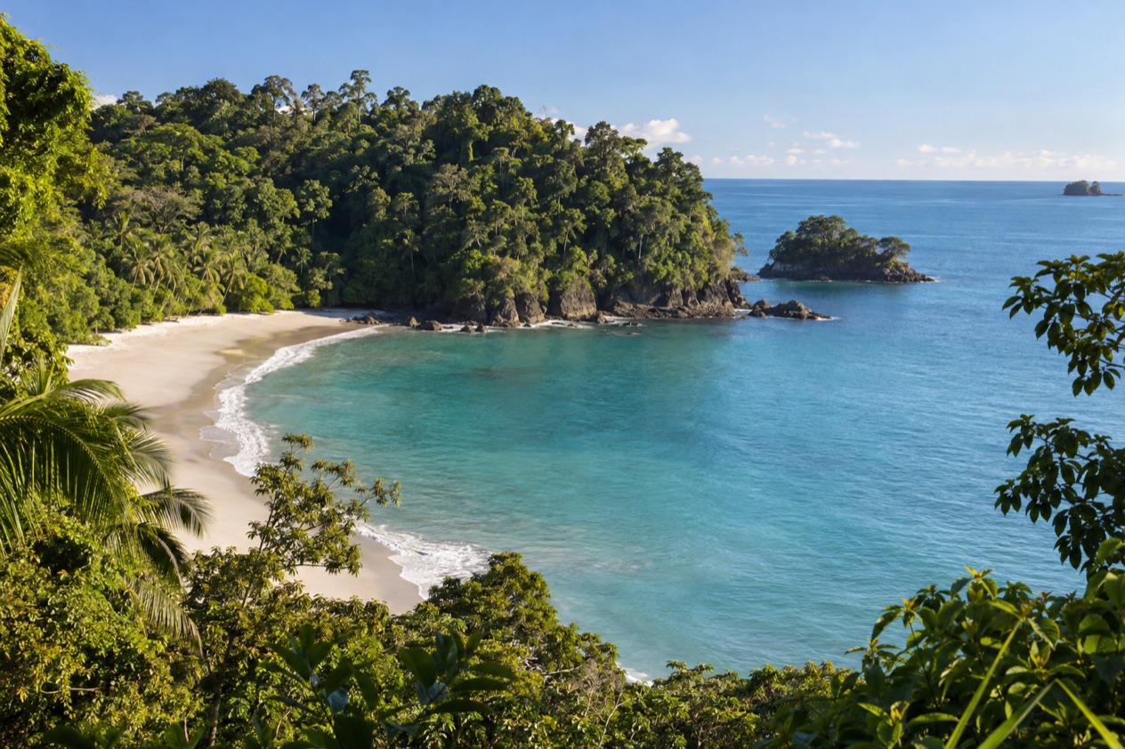 A small cove below the forest at Manuel Antonio in the dry season