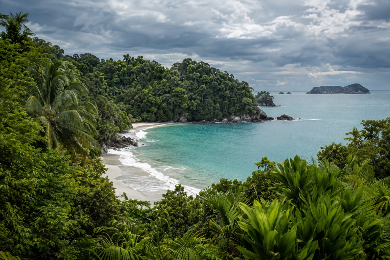 A small cove below the forest at Manuel Antonio in the rainiest months