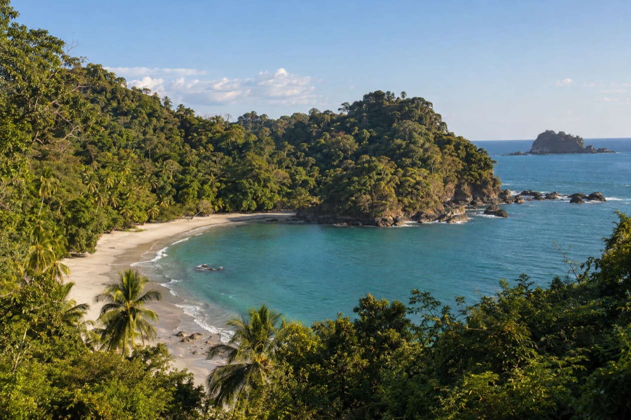 A small cove below the forest at Manuel Antonio in the dry season