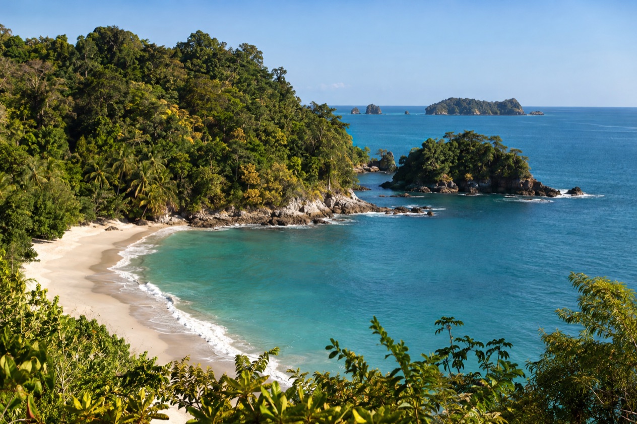 A small cove below the forest at Manuel Antonio in the dry season