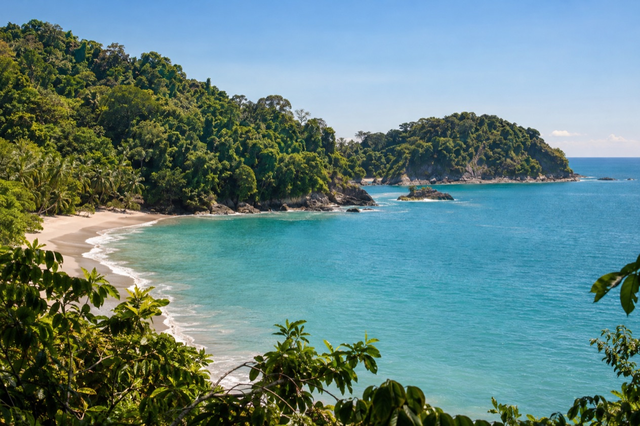 A small cove below the forest at Manuel Antonio in the dry season