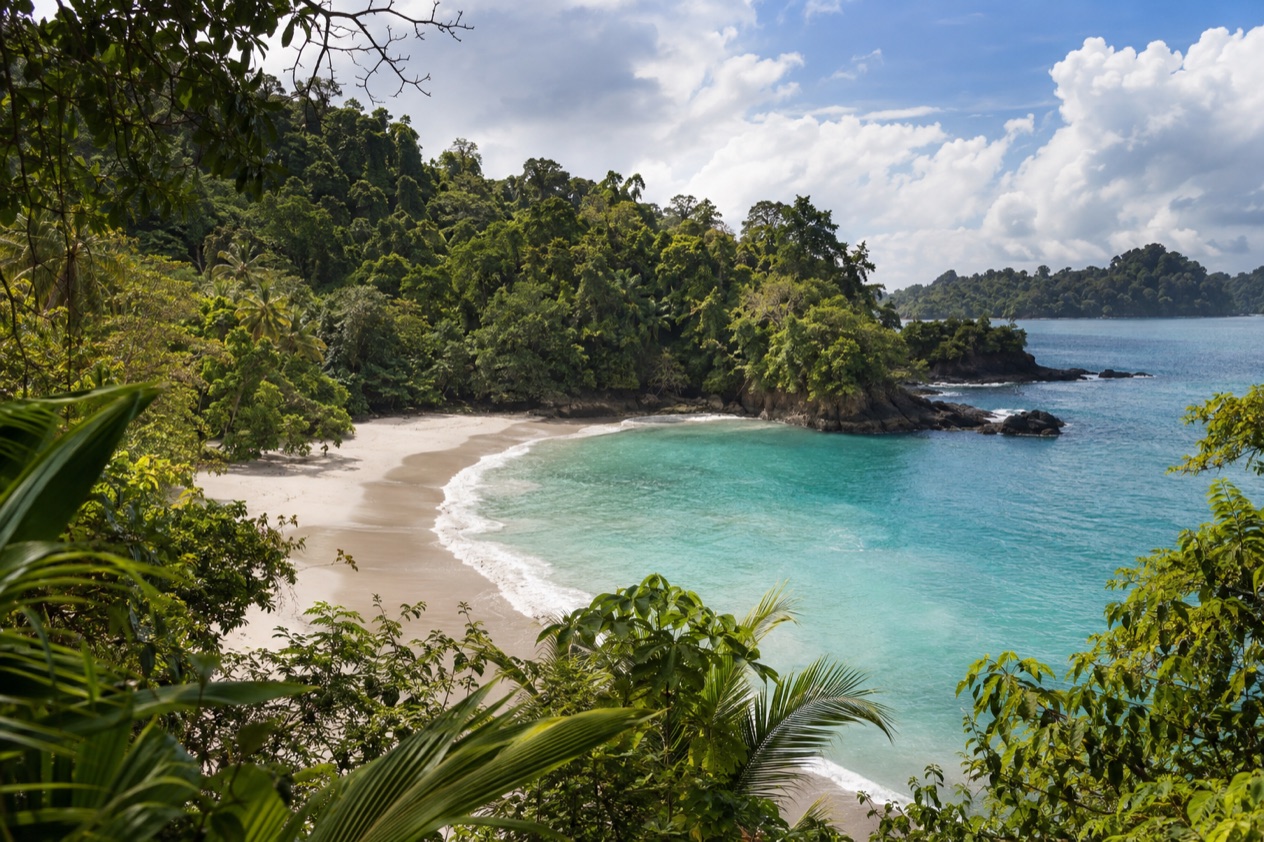 A small cove below the forest at Manuel Antonio in the green season