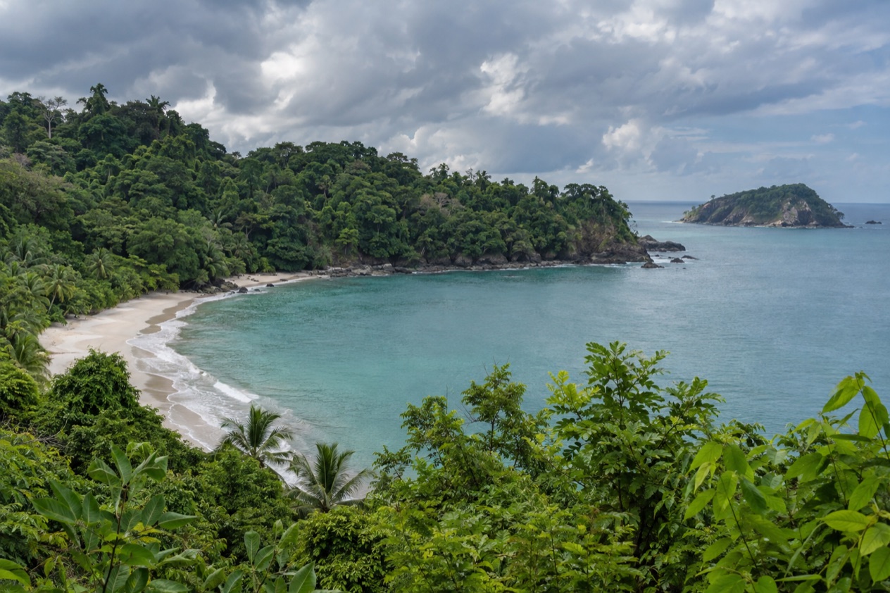 A small cove below the forest at Manuel Antonio in the rainiest months