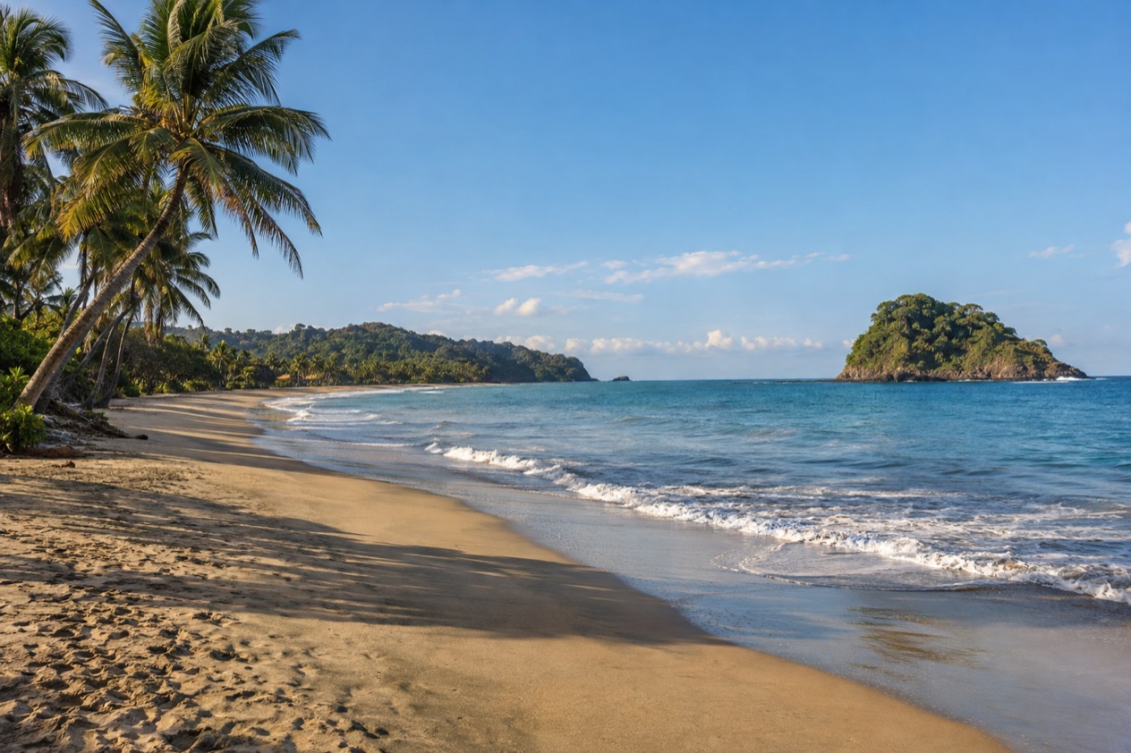 The calm bay at Samara in the dry season