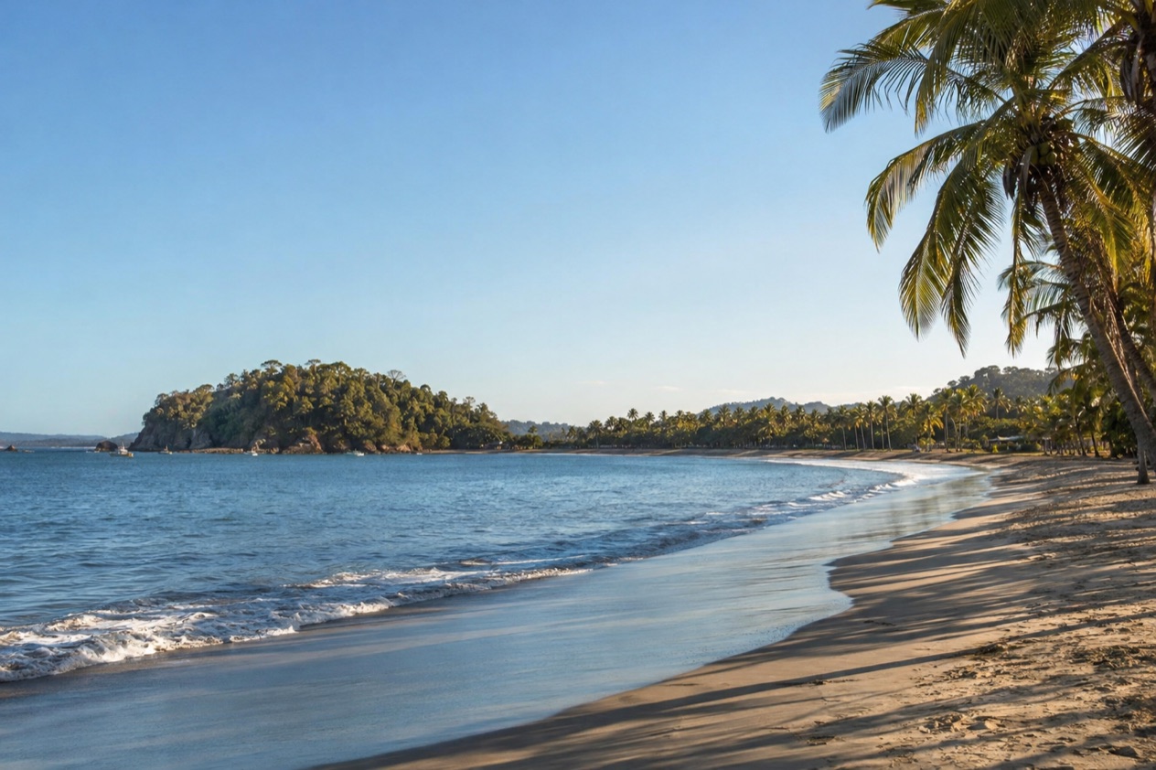 The calm bay at Samara in the dry season