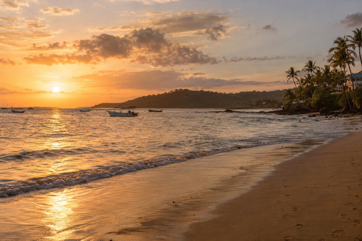 The beach at Tamarindo at sunset
