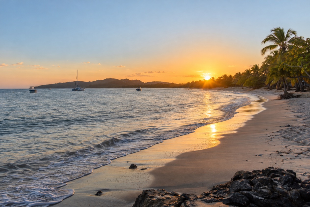 The beach at Tamarindo at sunset in the dry season