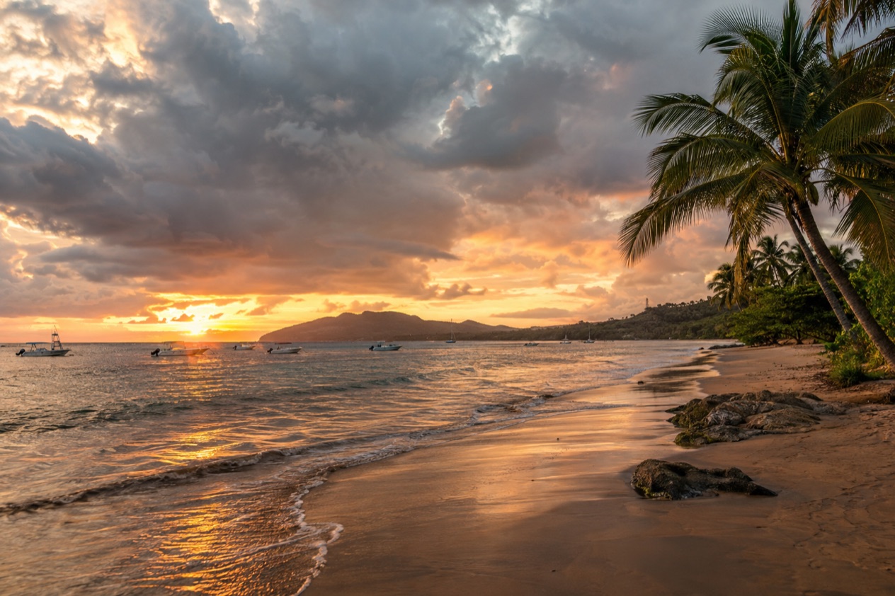The beach at Tamarindo at sunset in the rainiest months
