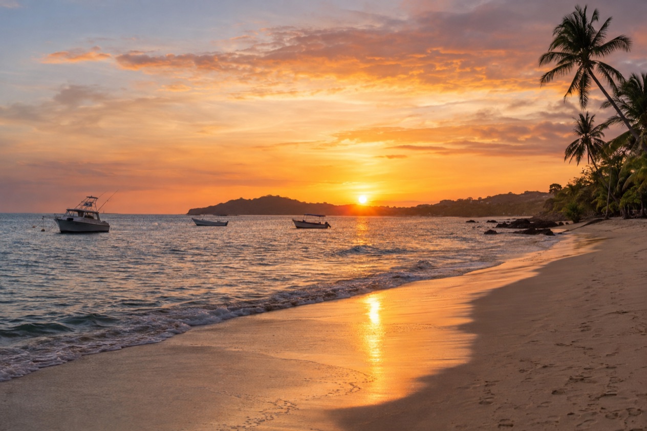 The beach at Tamarindo at sunset