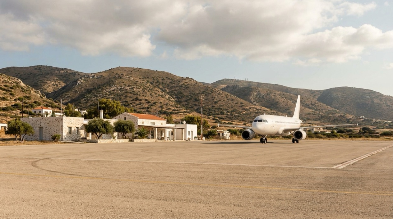 A jet at a Greek island airport