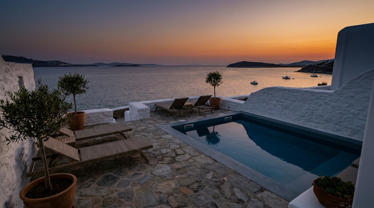 A hotel terrace in Greece