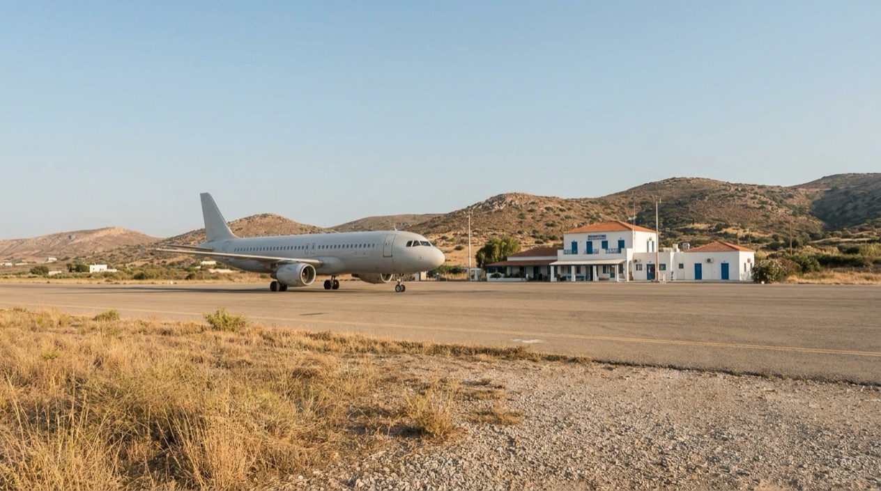 A jet at a Greek island airport
