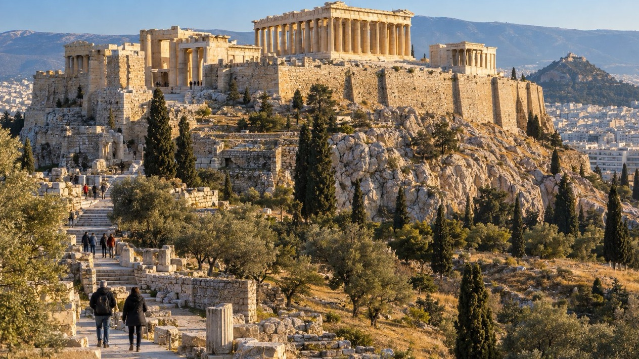 The Acropolis of Athens on a winter afternoon