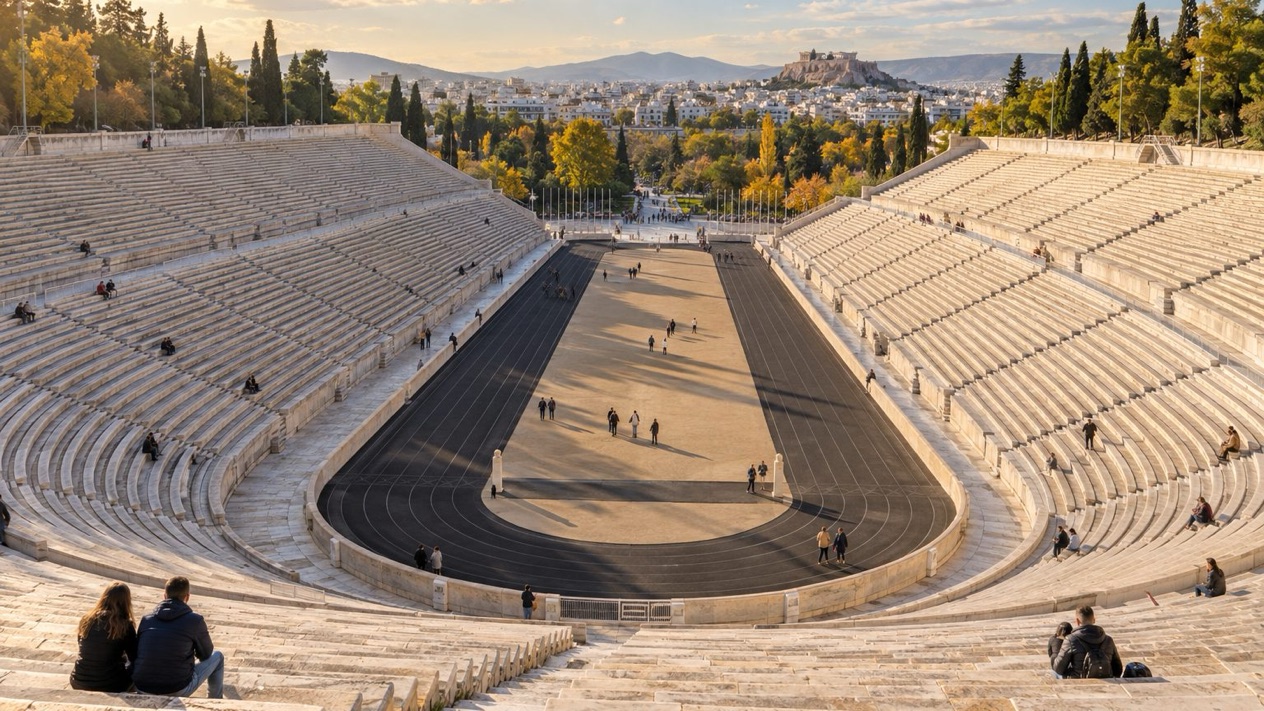 The Panathenaic Stadium all in marble in autumn