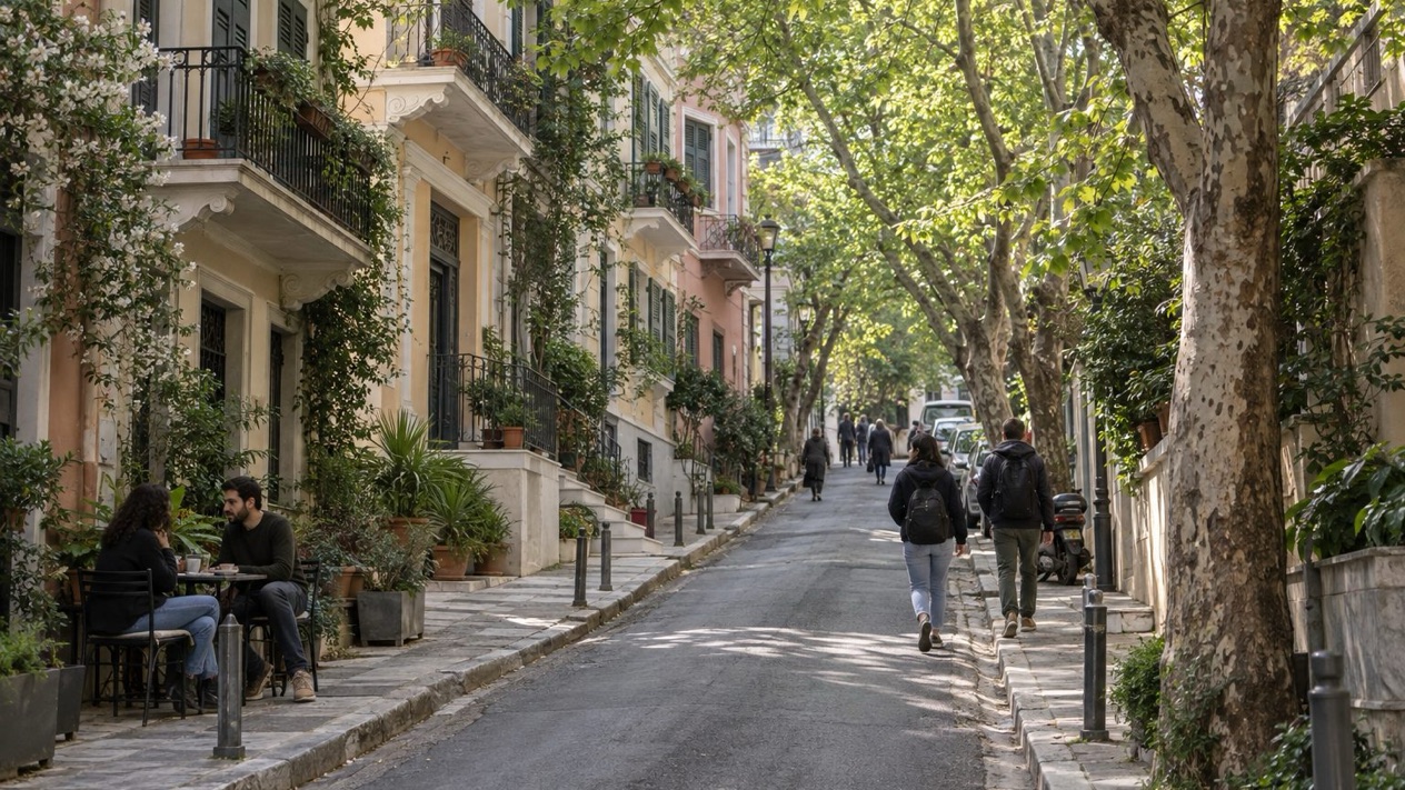The Exarchia neighborhood in Athens in spring