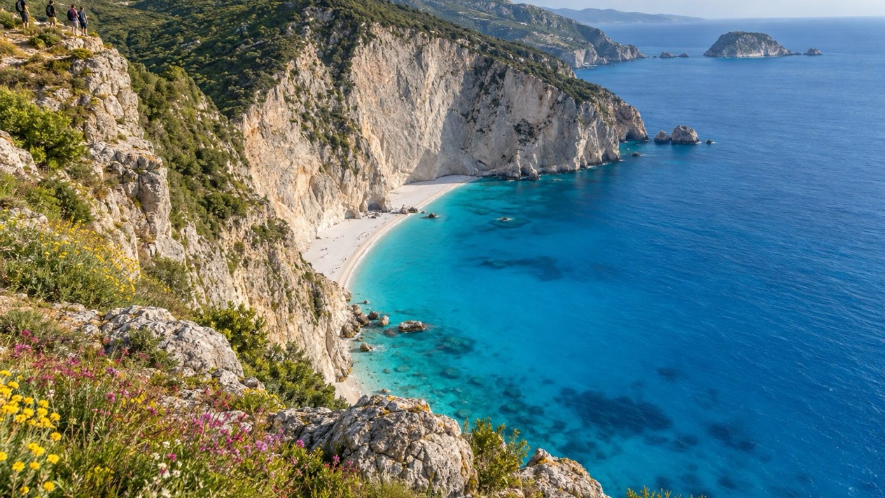 The west coast of Lefkada in spring
