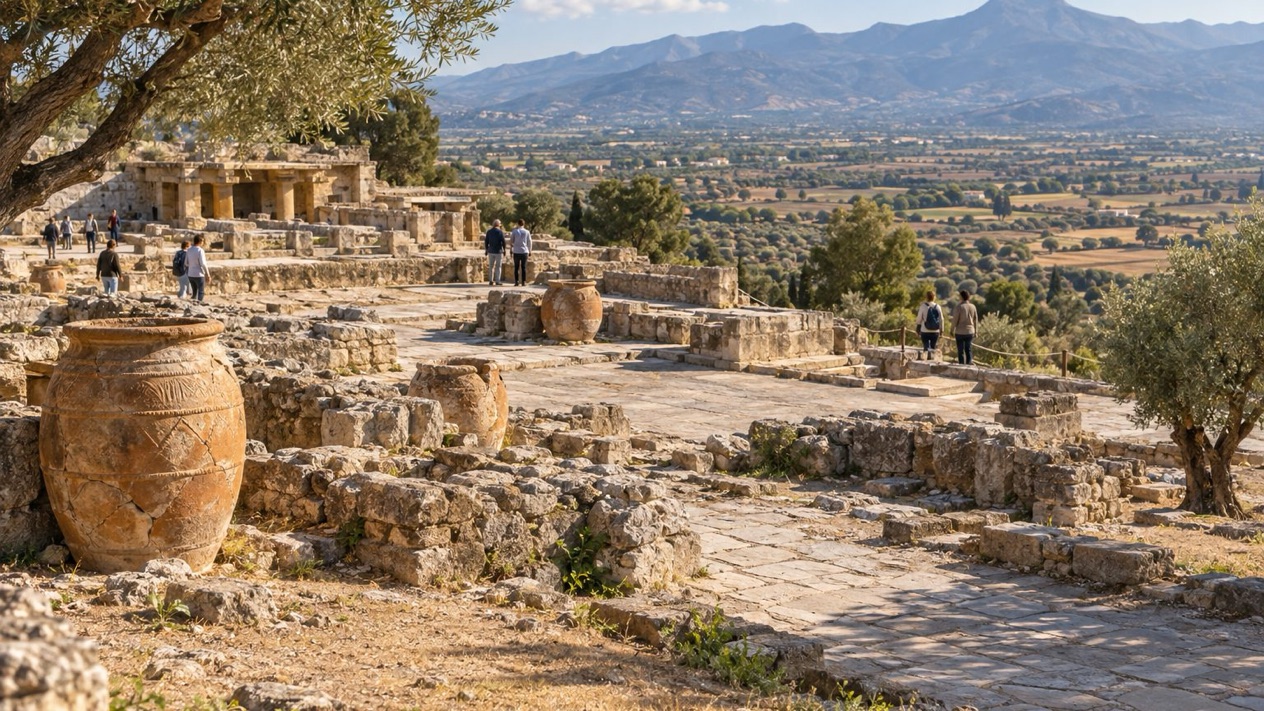 Minoan ruins of Phaistos, in Crete, under the autumn sun