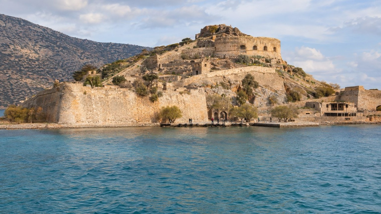 The fortified island of Spinalonga, in Crete, in winter