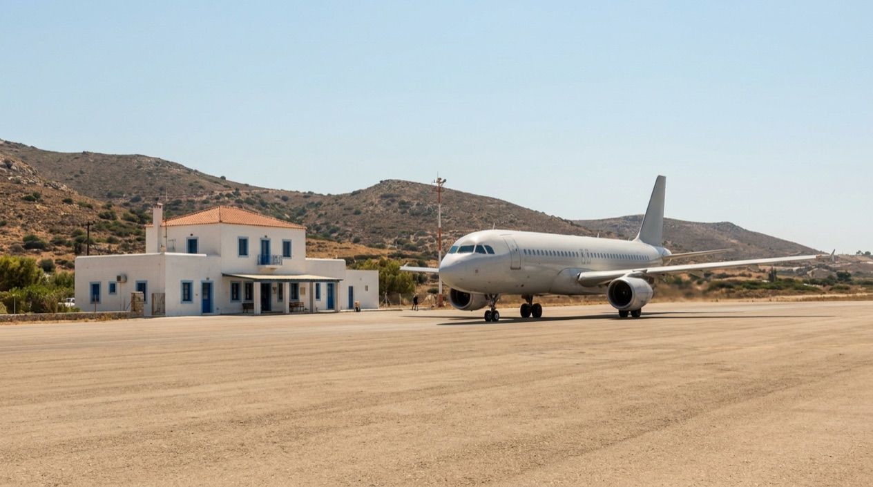 A jet at a Greek island airport