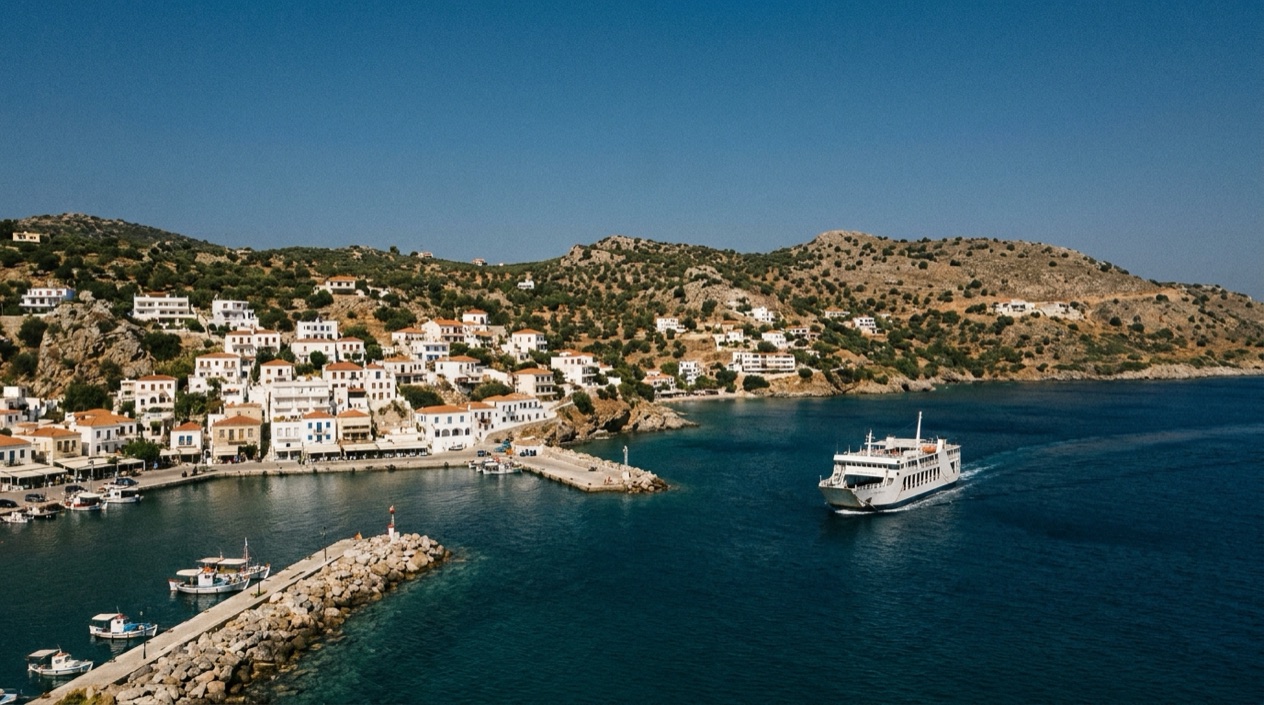 A ferry arriving at Crete
