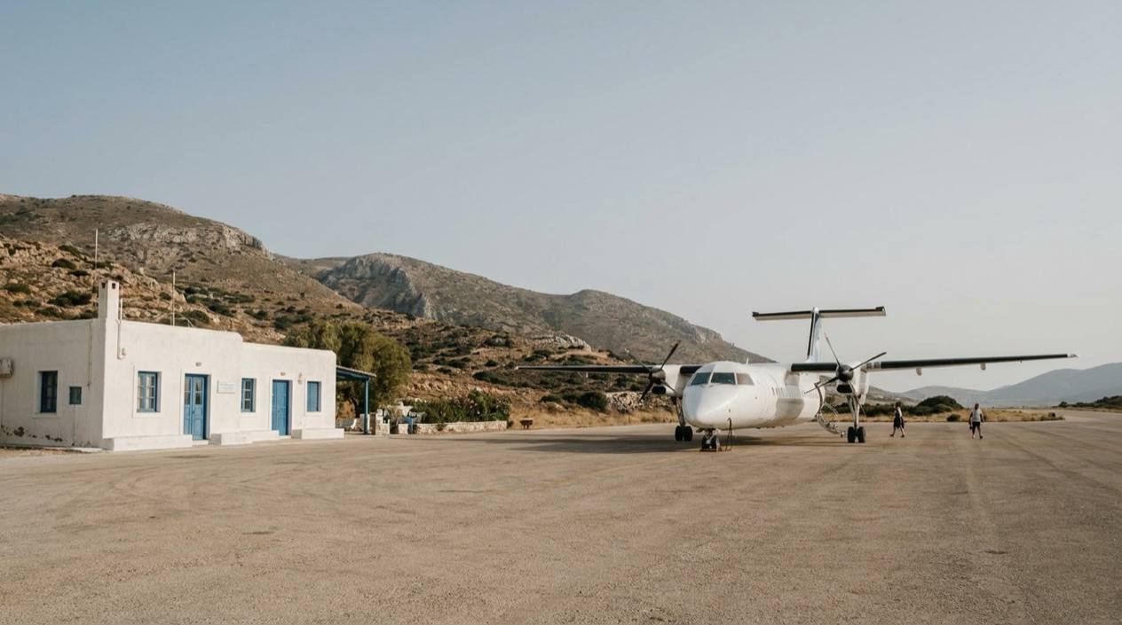 A jet at a Greek island airport