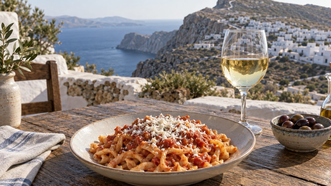 Matsata from Folegandros on a terrace in spring