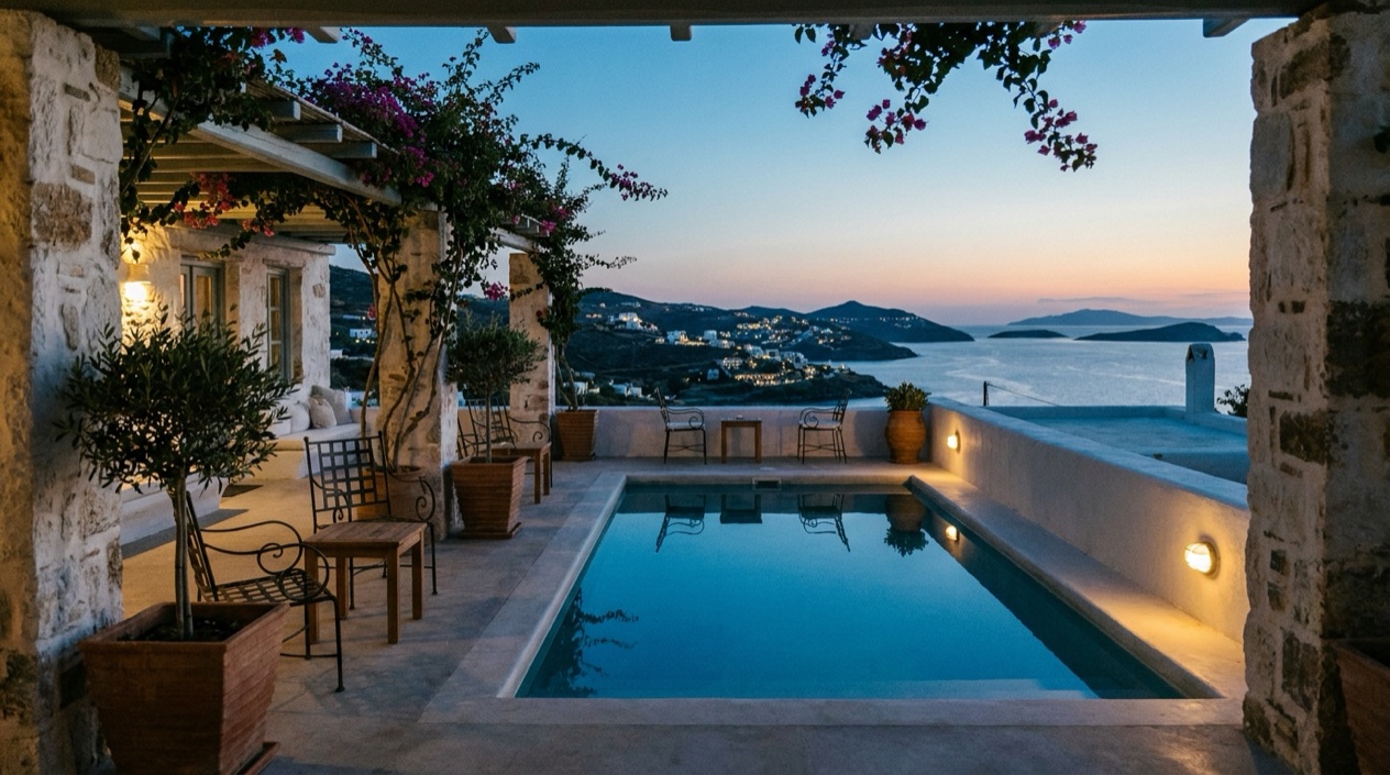 A hotel terrace in Greece