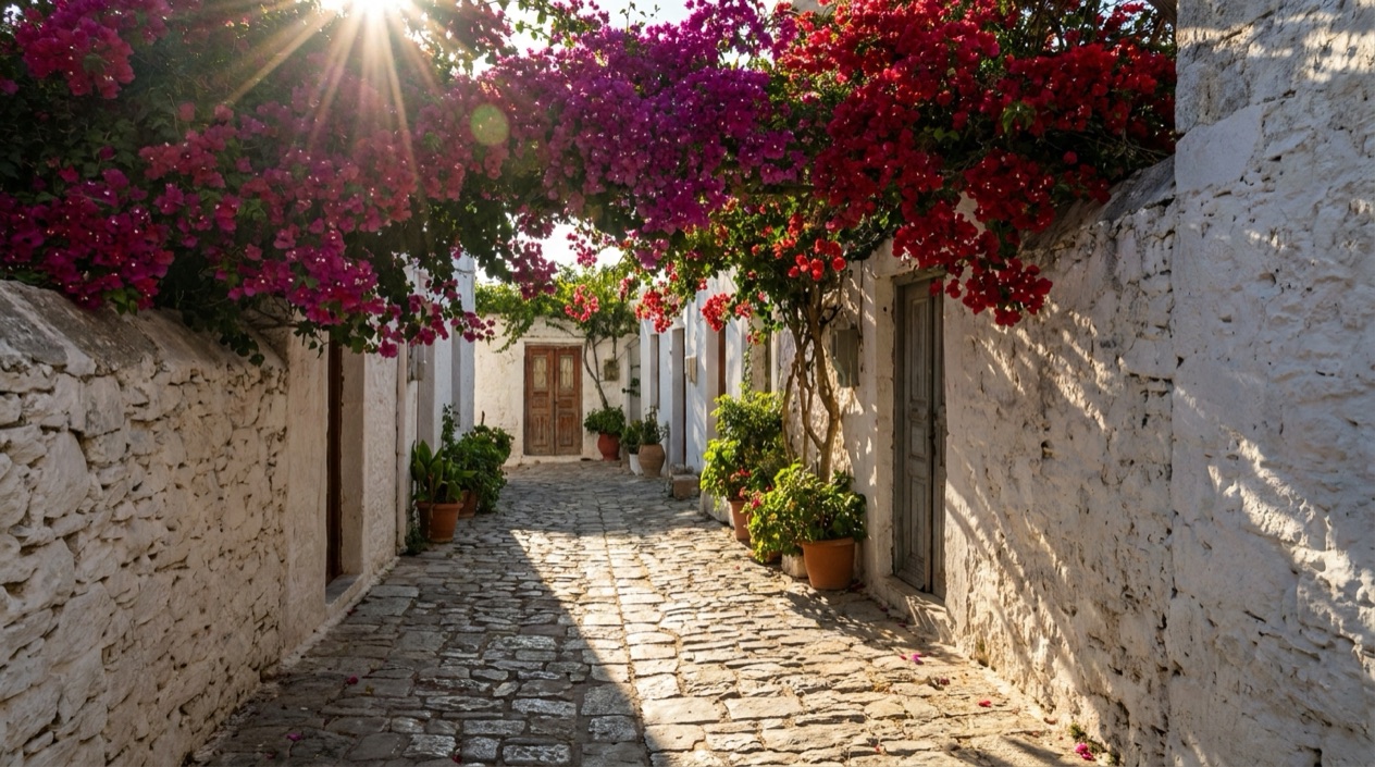 A Greek village in summer heat