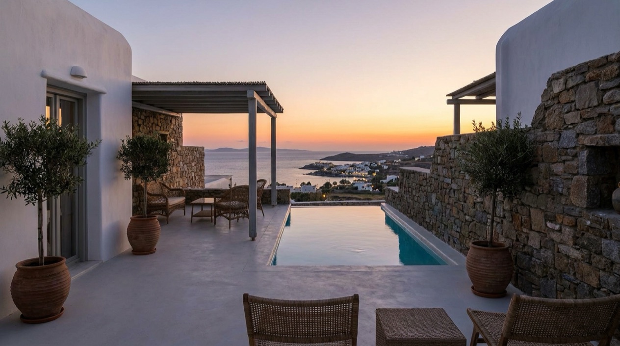 A hotel terrace in Greece
