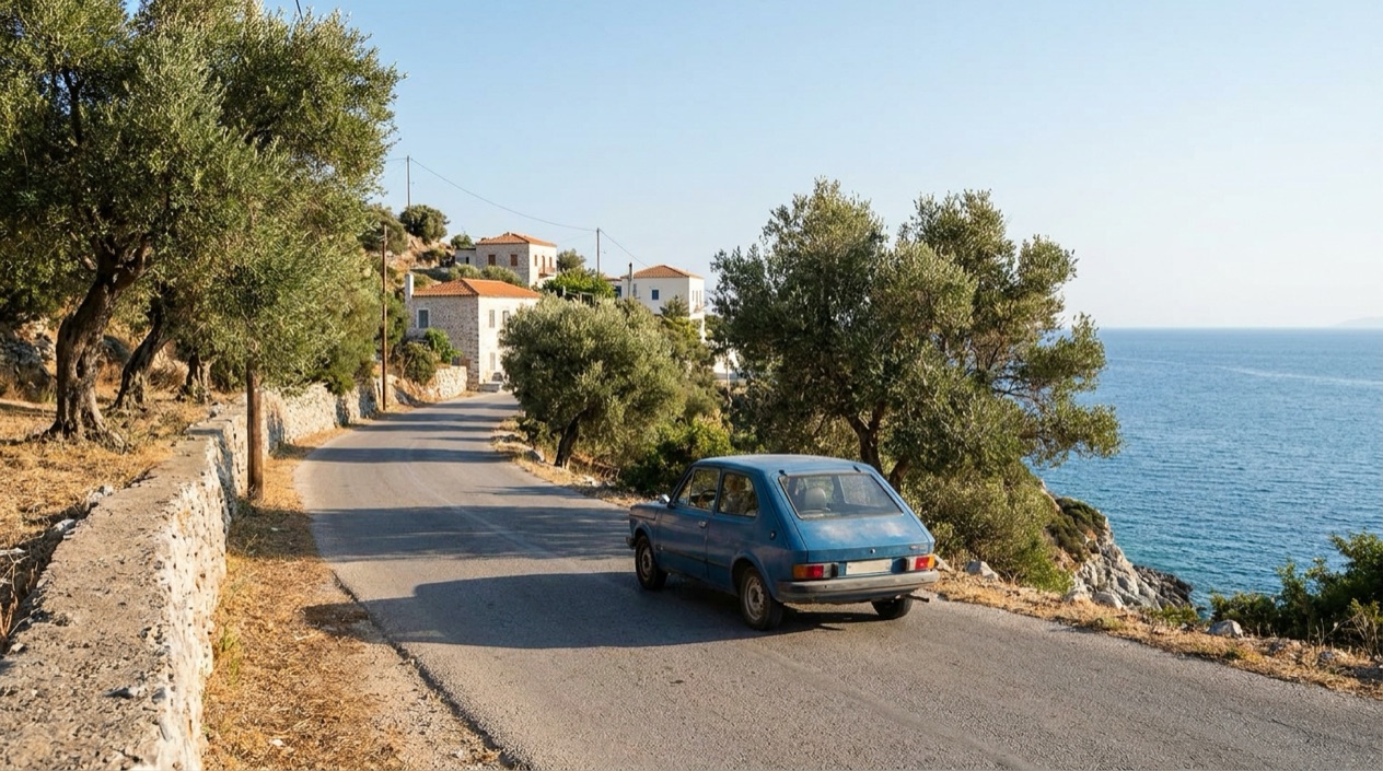 A road on a Greek island