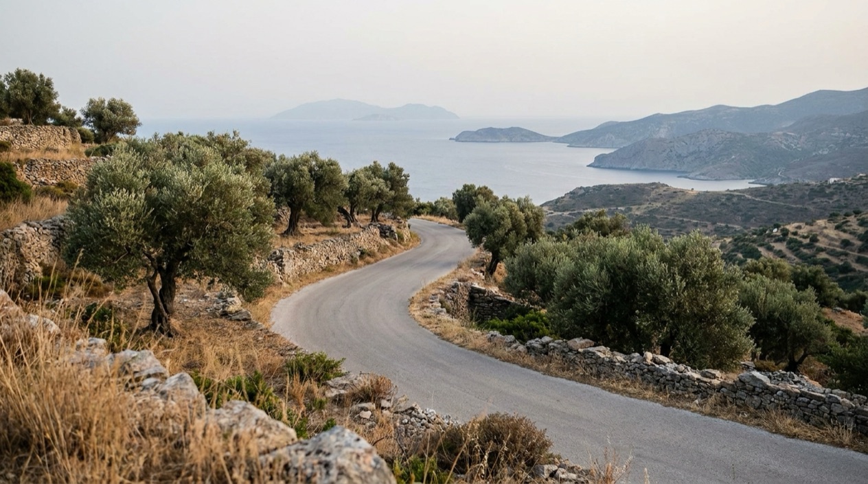 A cycling road in Greece