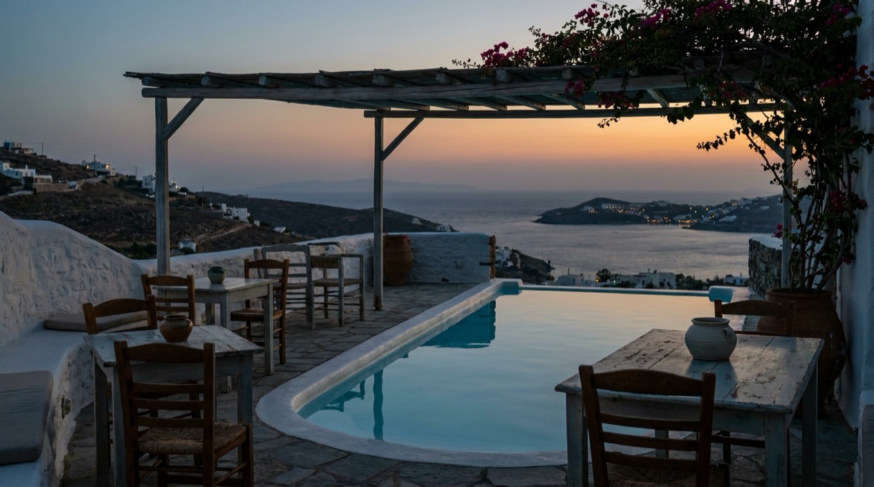 A hotel terrace in Greece