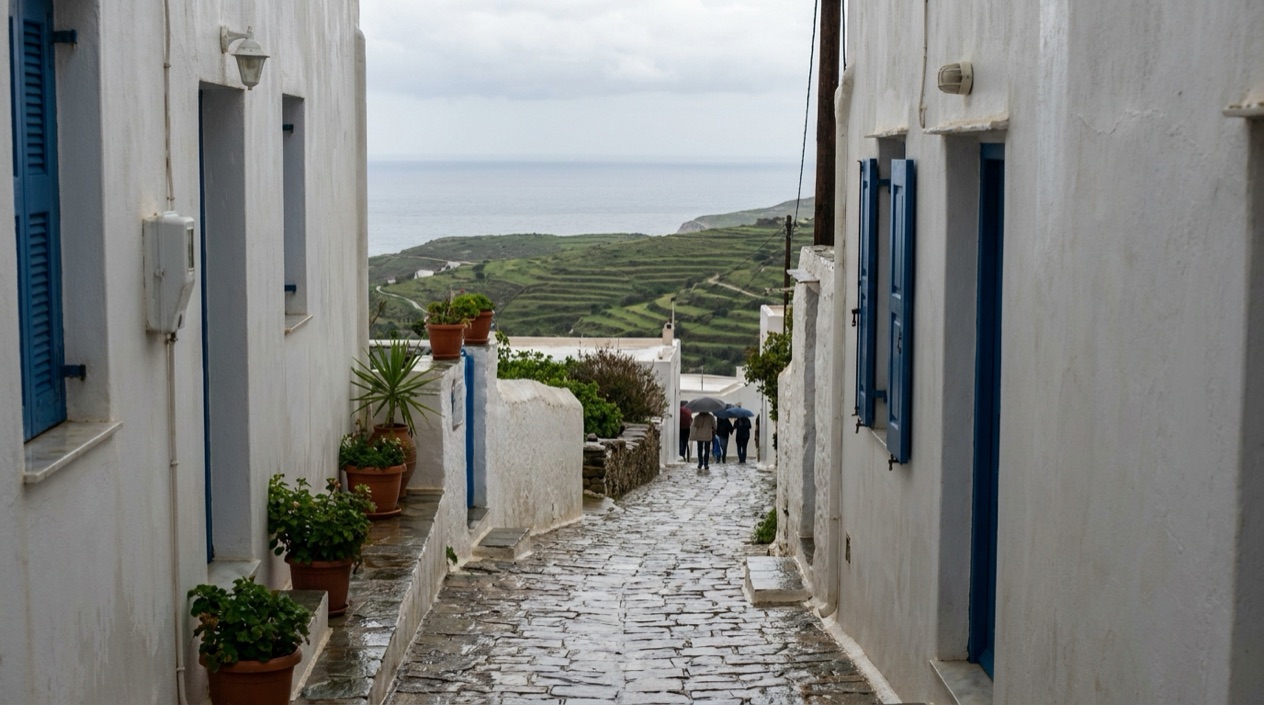 A quiet Greek island in the off-season