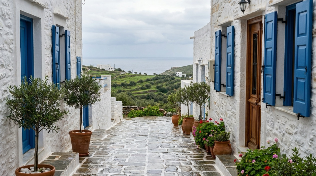 A quiet Greek island in the off-season