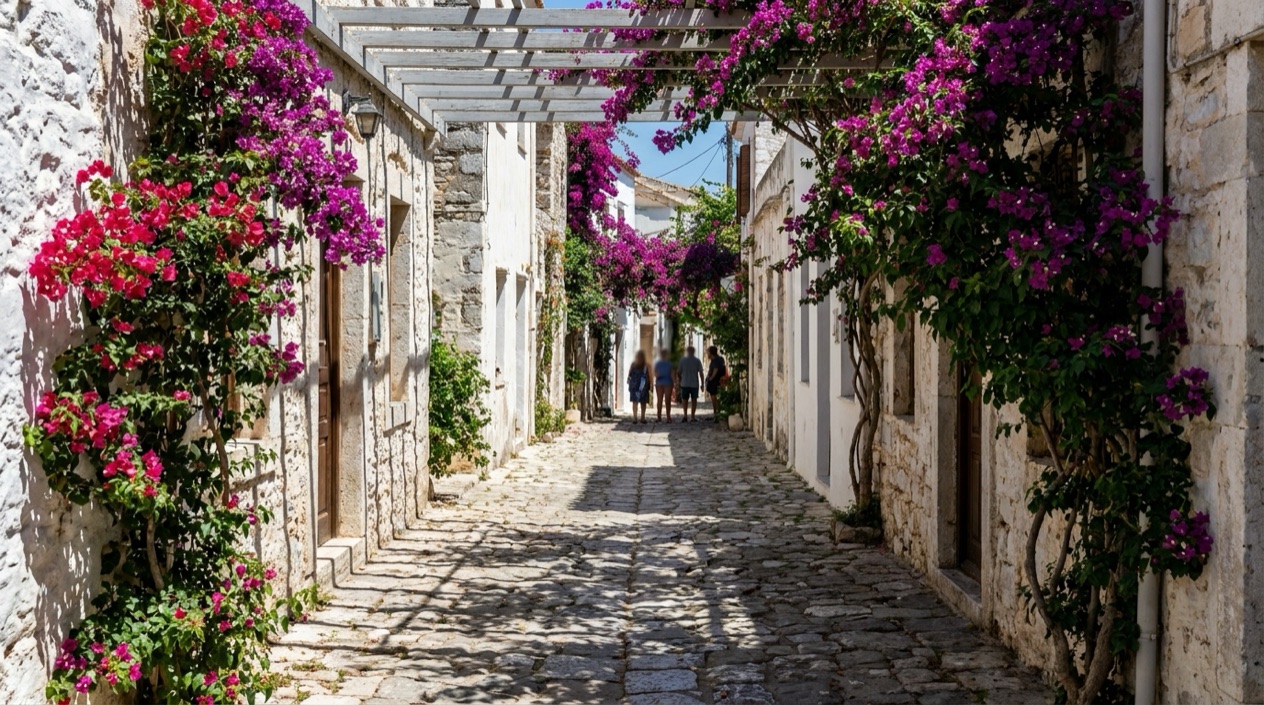 A Greek village in summer heat