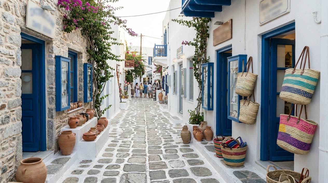 A shopping lane in Greece