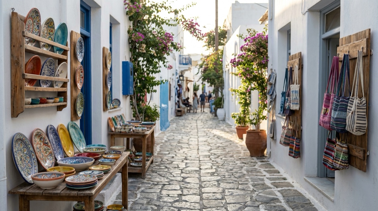 A shopping lane in Greece