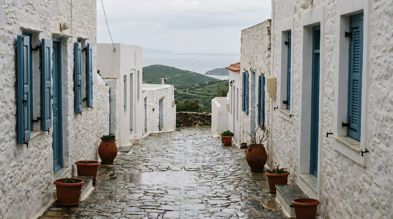 A quiet Greek island in the off-season
