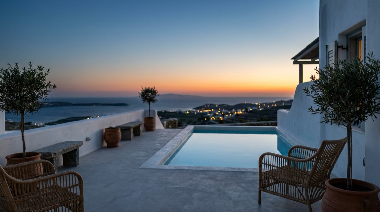 A hotel terrace in Greece