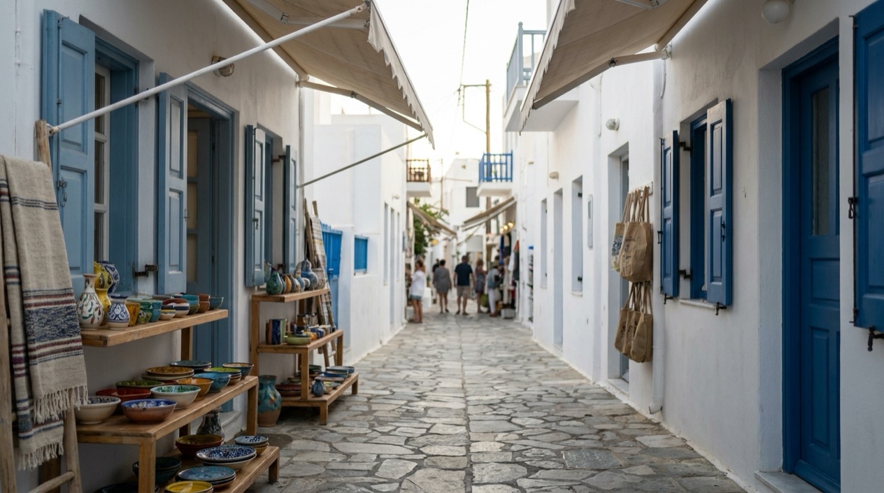 A shopping lane in Greece