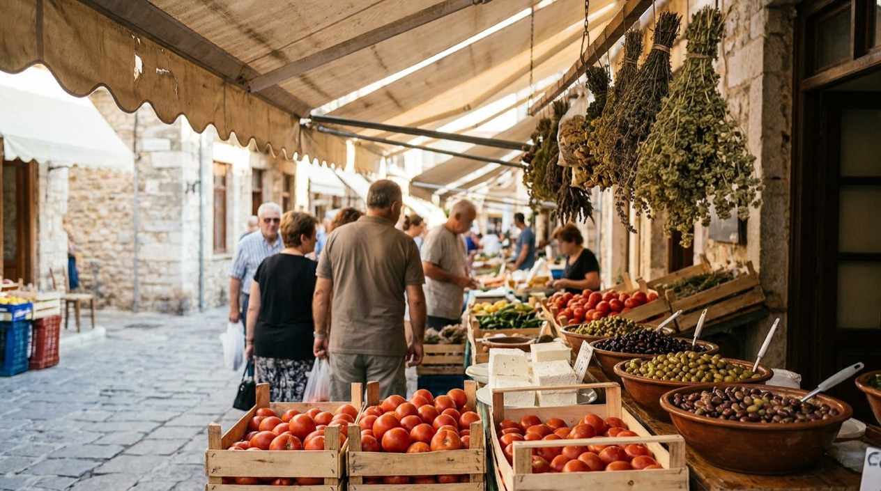 A food market in Greece