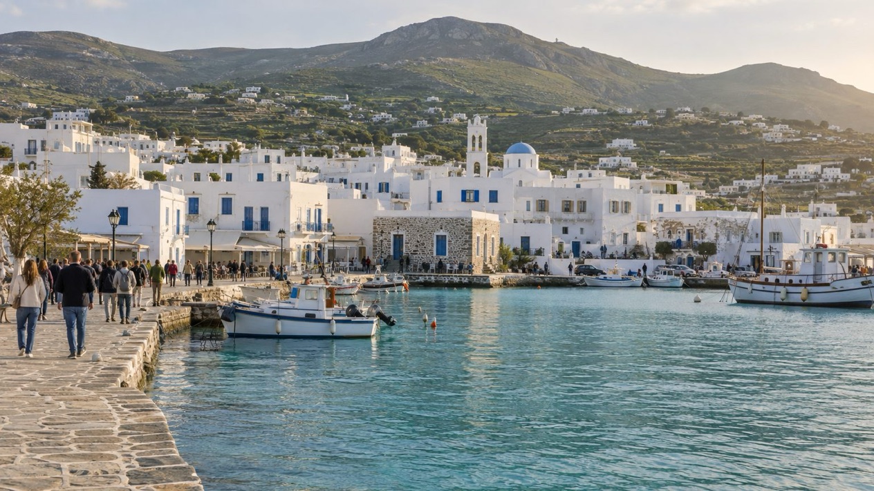 Parikia in Paros under the spring light
