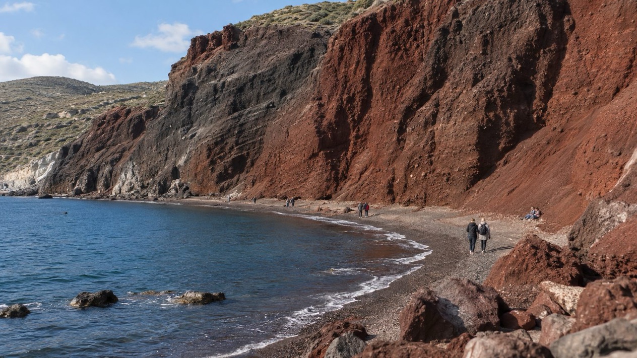 The Red Beach of Santorini, on a winter afternoon