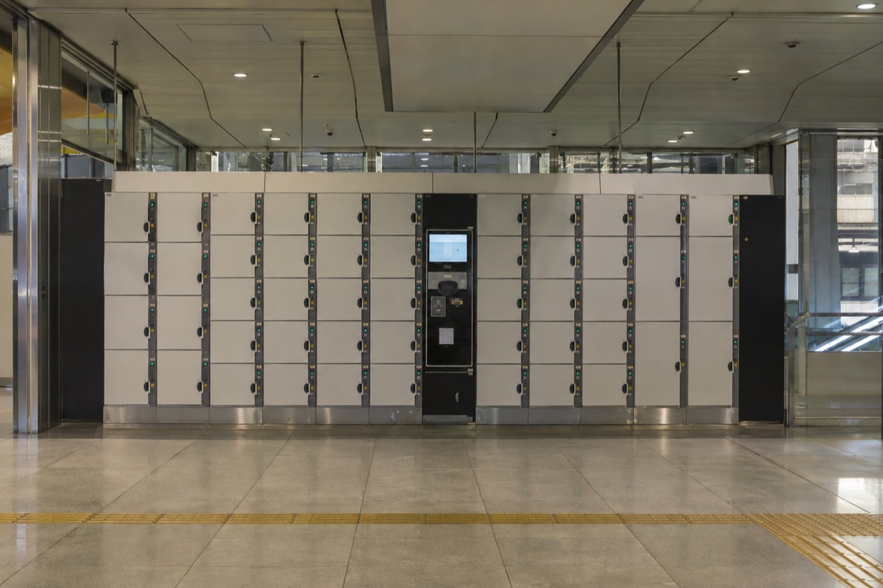 Coin lockers in a station