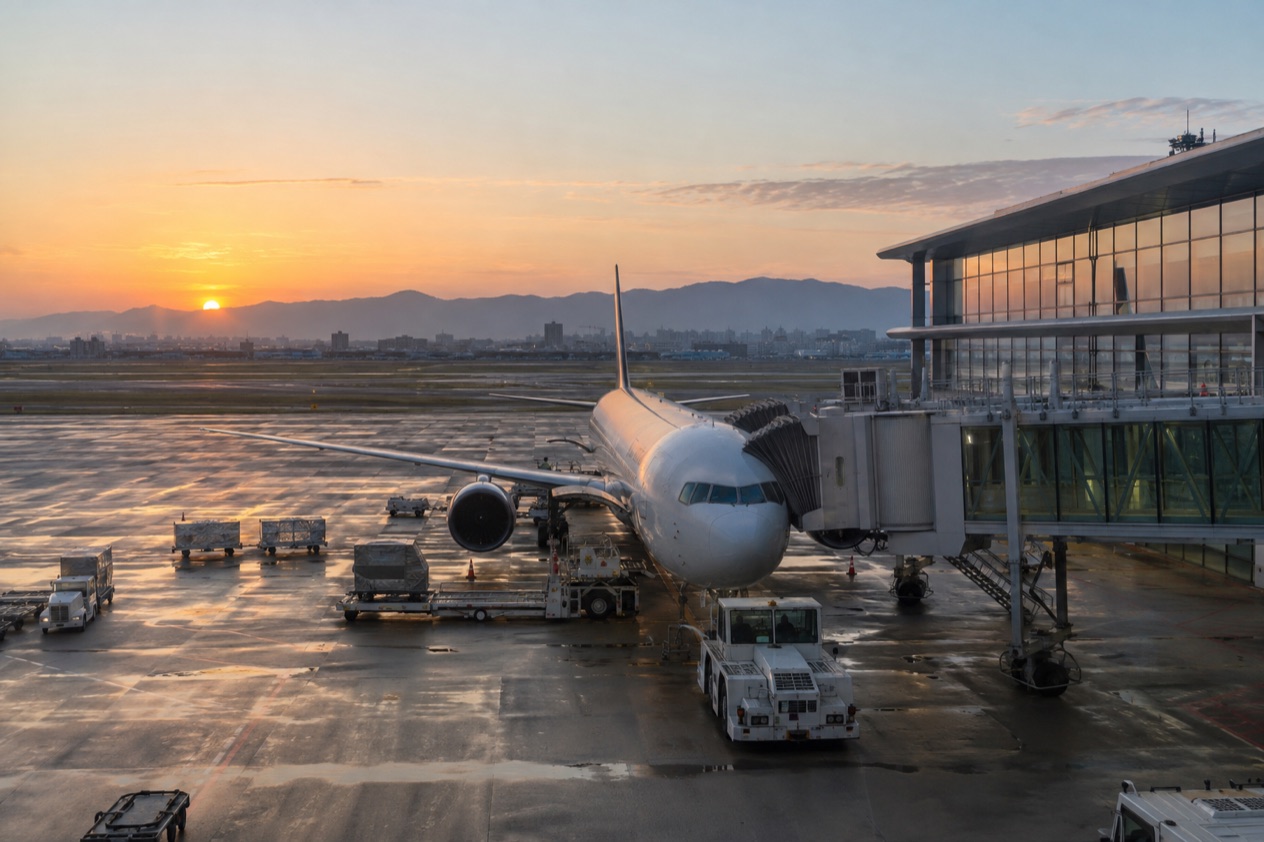A jet at a Japanese airport