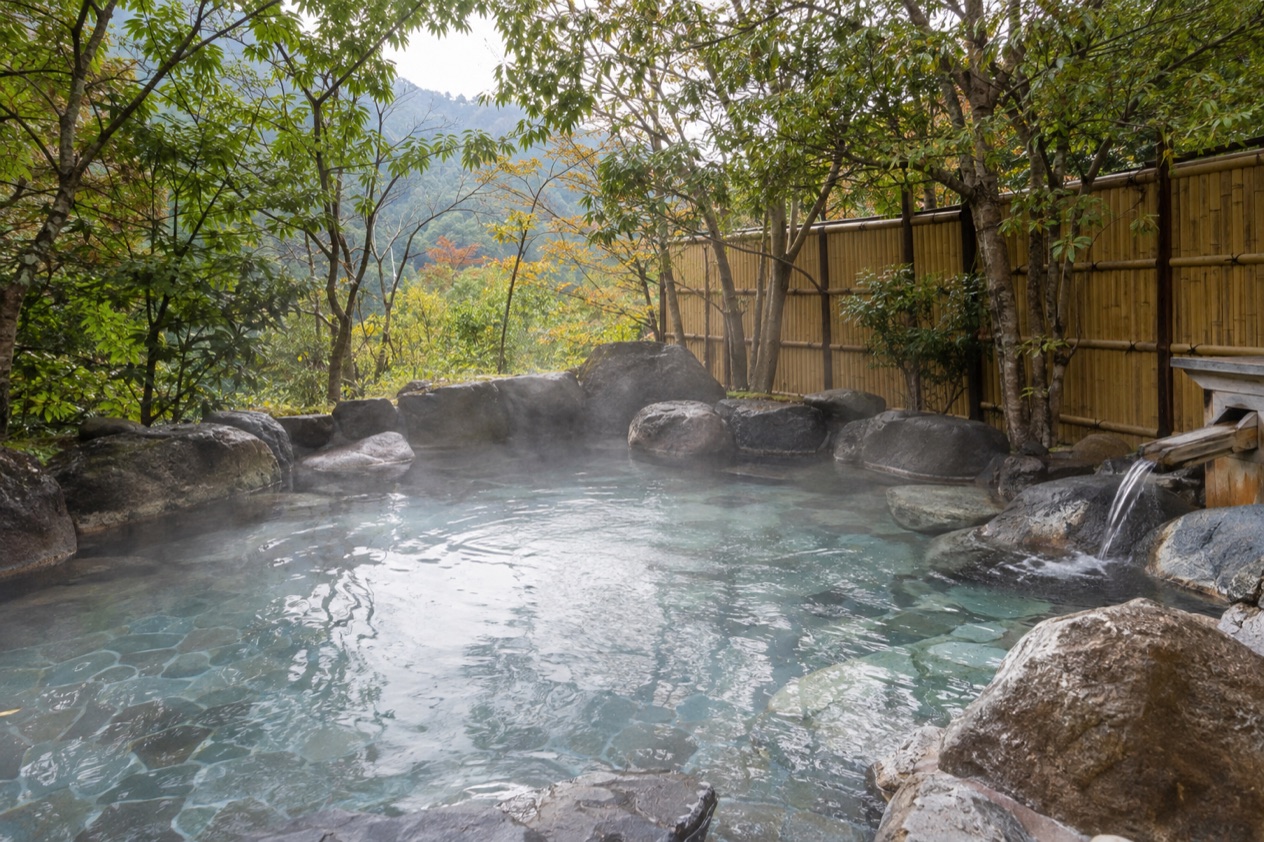 An outdoor onsen bath