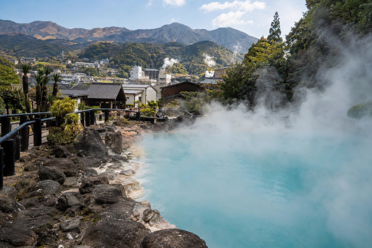 Steaming hot springs in Beppu