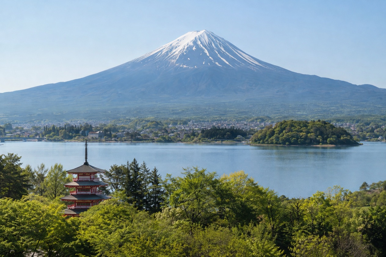 Mount Fuji and the Japanese countryside