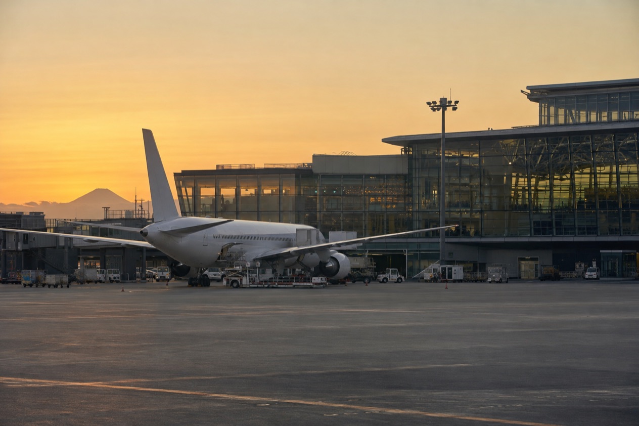 A jet at a Japanese airport