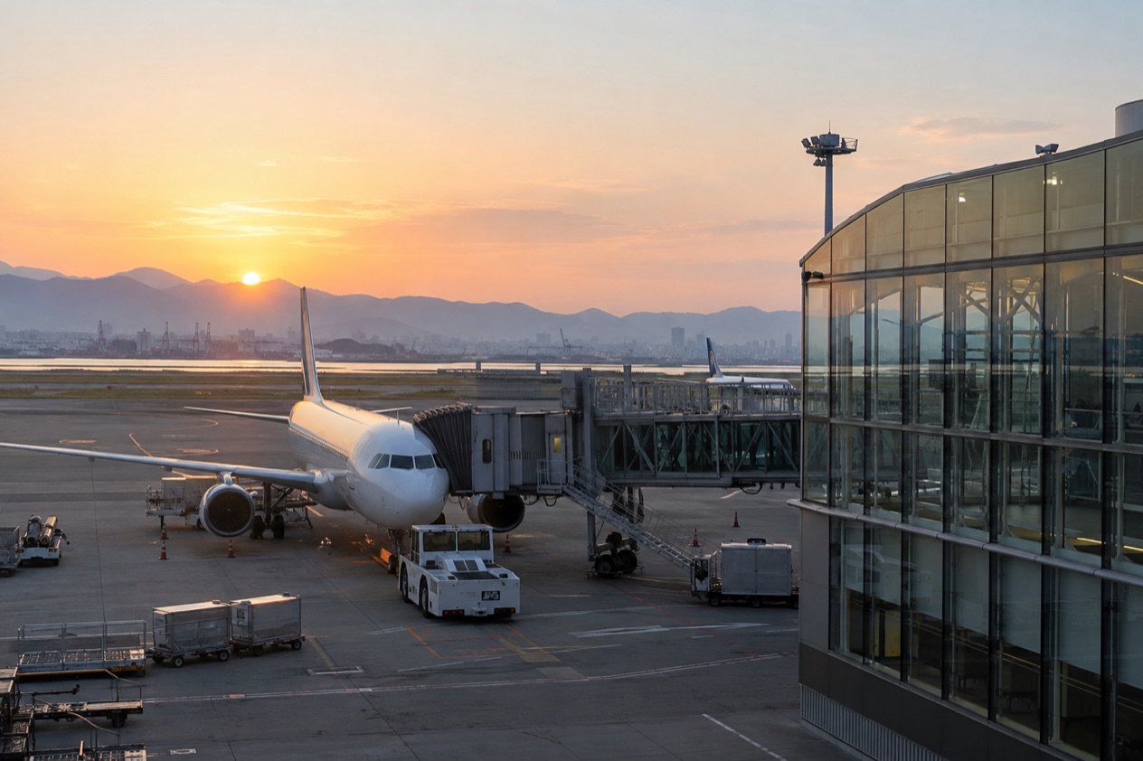 A jet at a Japanese airport
